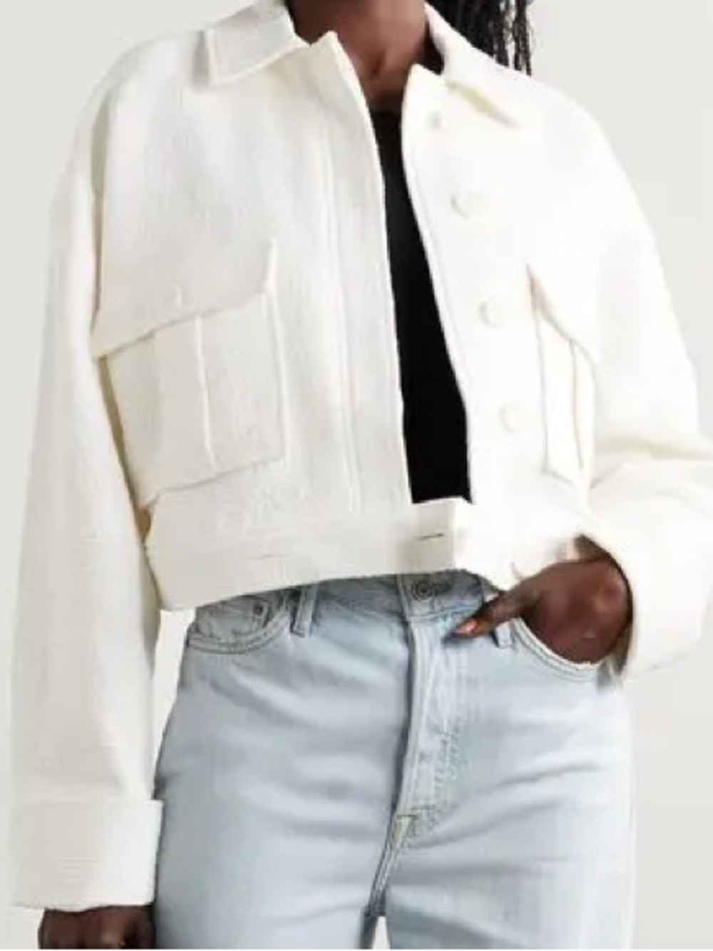 Anine Bing Adriana Cropped Jacket Size Medium White